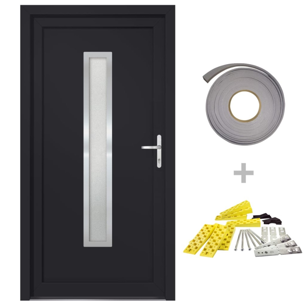 Produktbild för Ytterdörr antracit 98x190 cm PVC