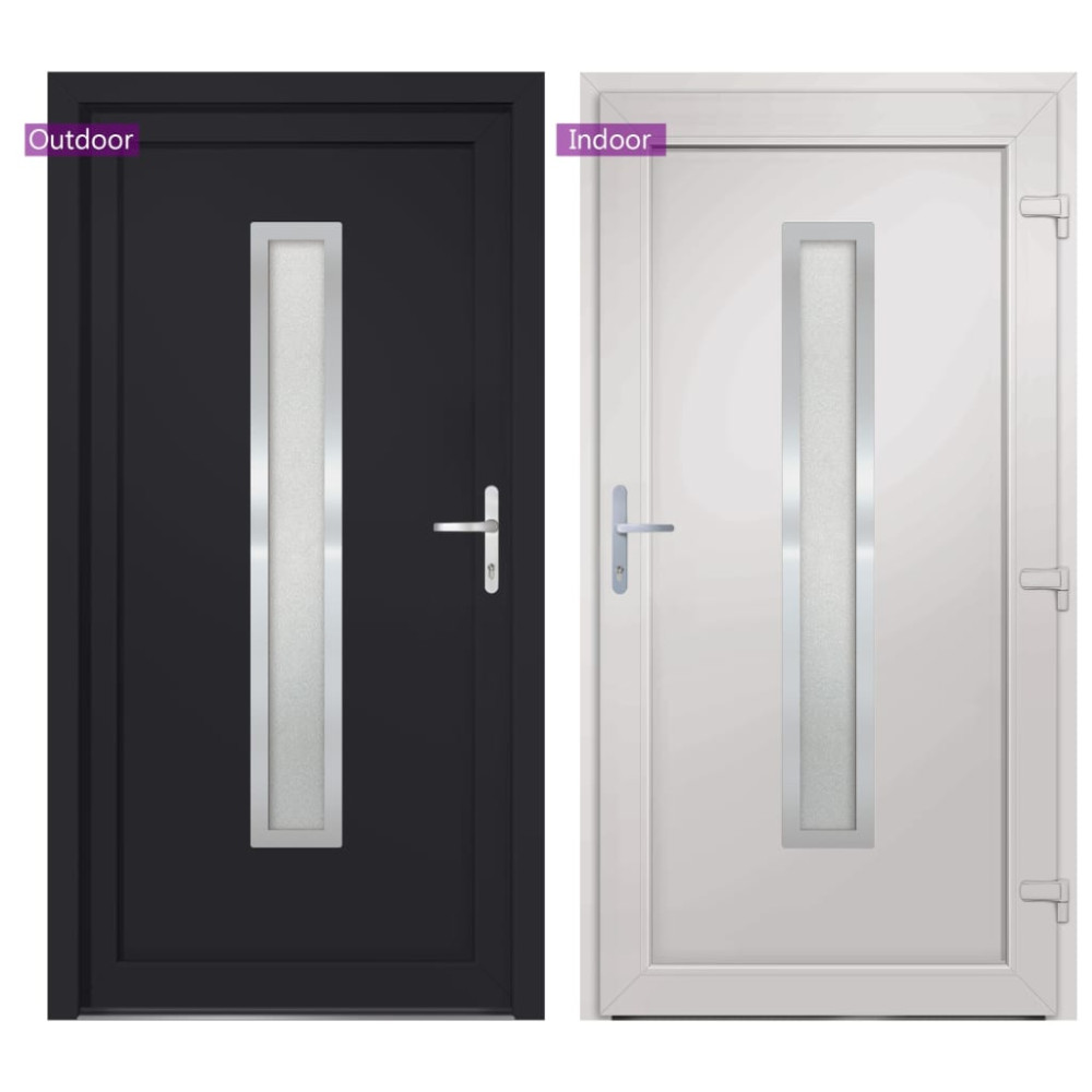 Produktbild för Ytterdörr antracit 98x190 cm PVC