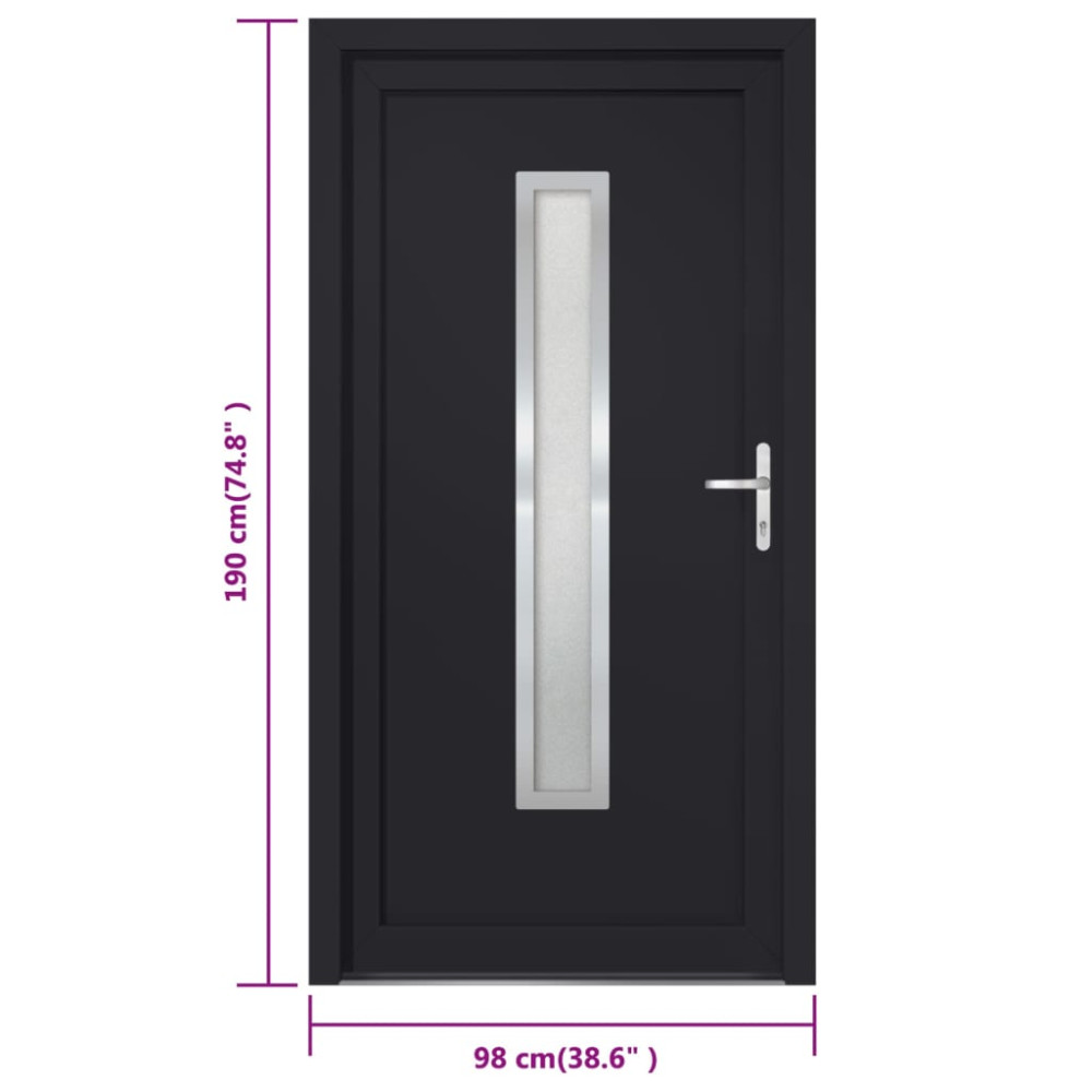 Produktbild för Ytterdörr antracit 98x190 cm PVC