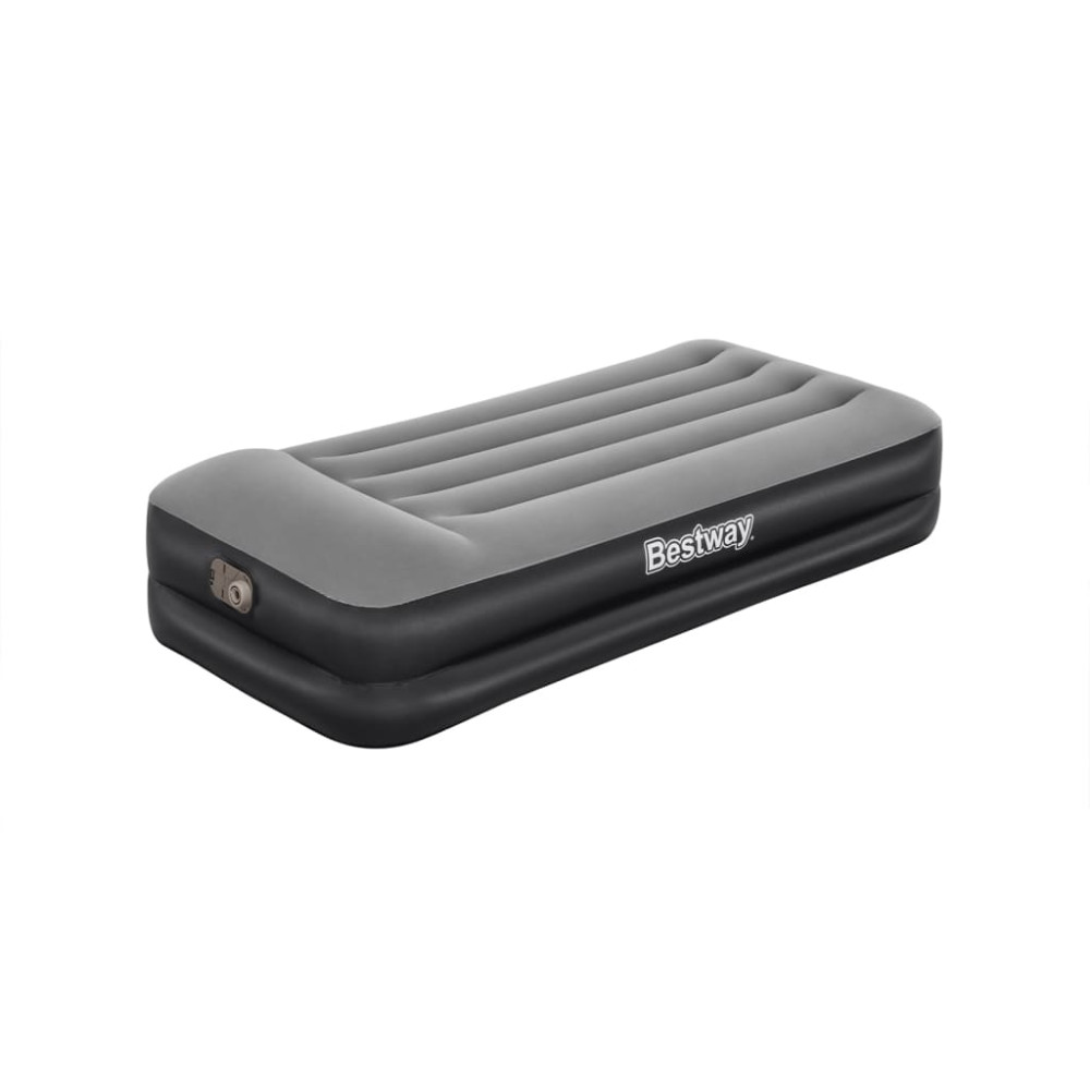 Produktbild för Bestway Luftmadrass med inbyggd fotpump flockad 191x97x46 cm