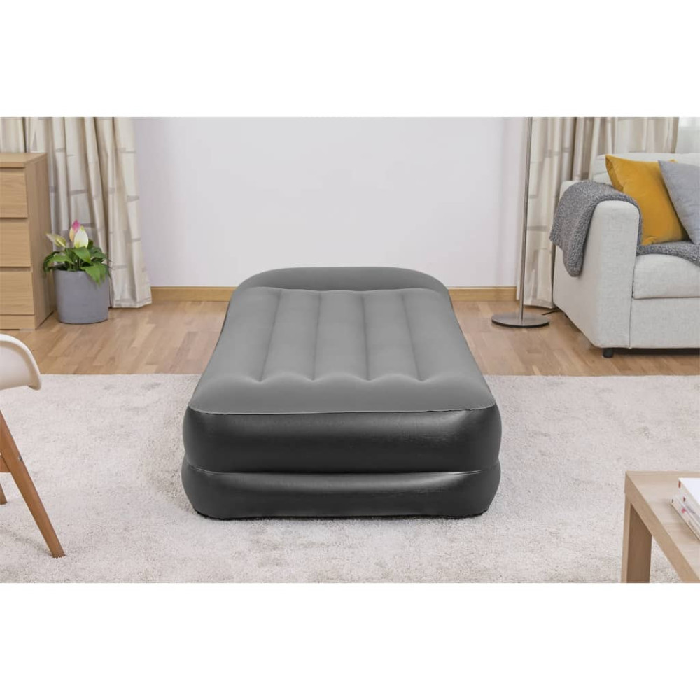 Produktbild för Bestway Luftmadrass med inbyggd fotpump flockad 191x97x46 cm