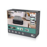 Produktbild för Bestway Luftmadrass med inbyggd fotpump flockad 191x97x46 cm