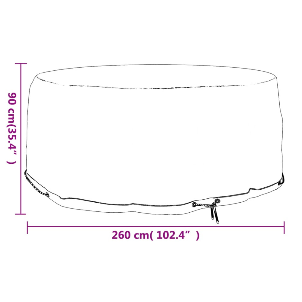 Produktbild för Överdrag för trädgårdsmöbler 10 öljetter Ø260x90 cm runt