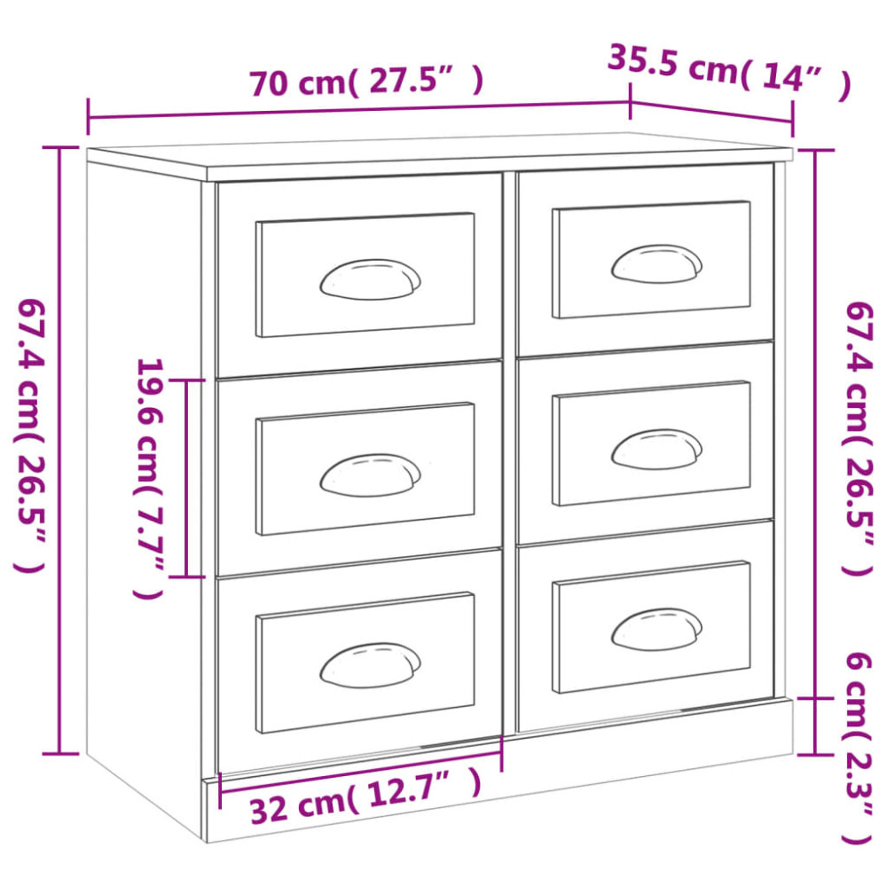 Produktbild för Förvaringsskåp vit 70x35,5x67,5 cm konstruerat trä