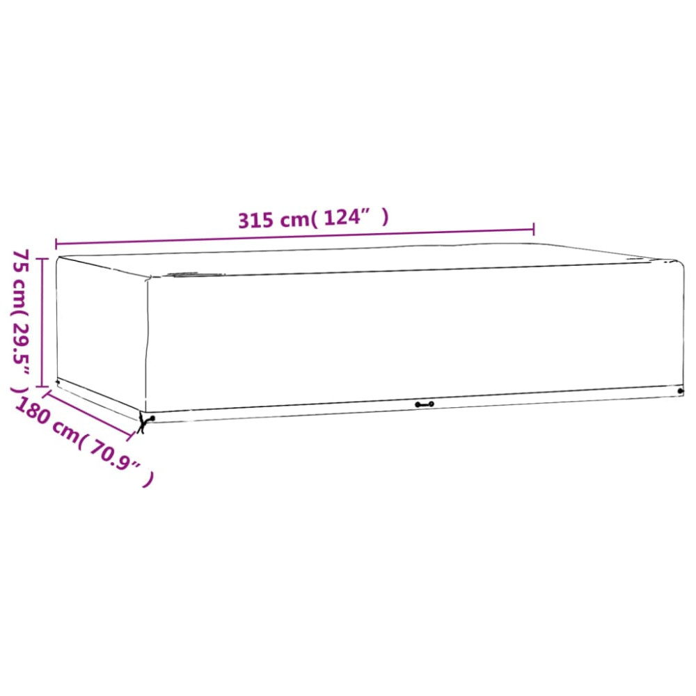 Produktbild för Överdrag för trädgårdsmöbler 12 ölj. 315x180x75 cm rektangulärt