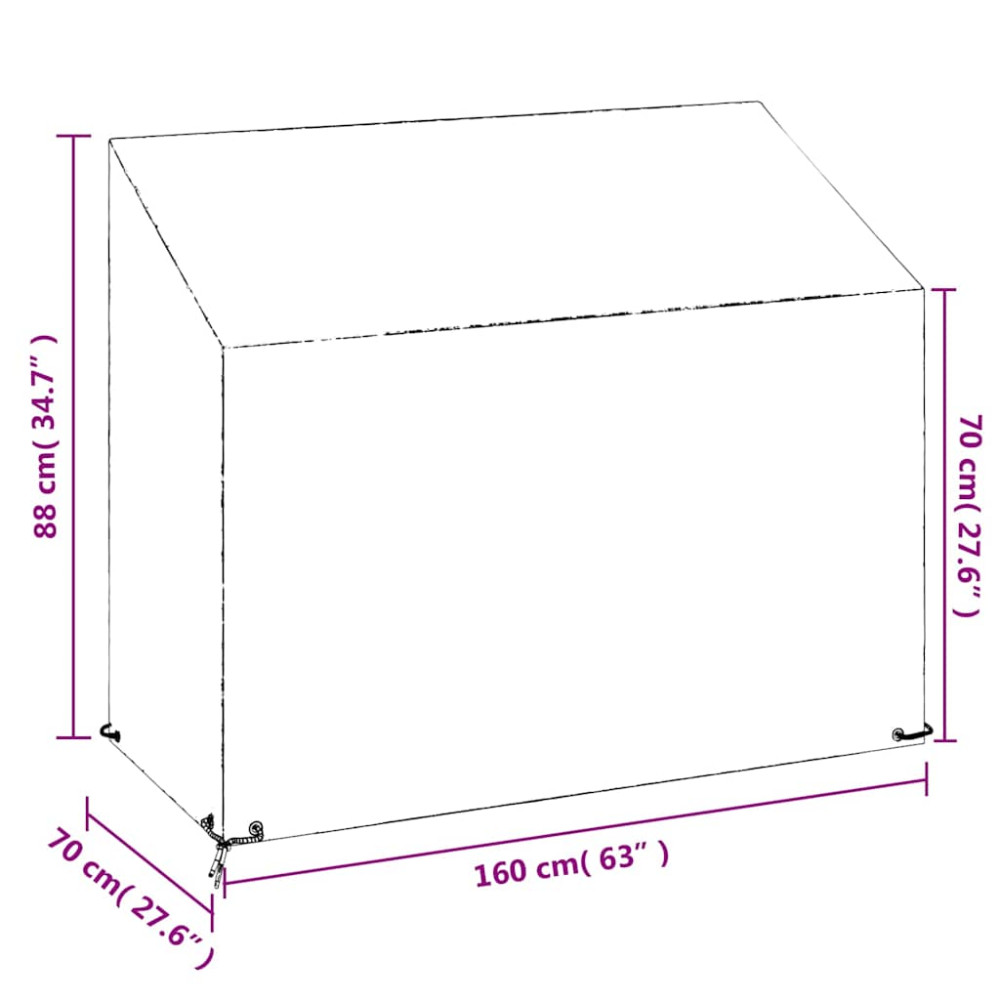 Produktbild för Överdrag för utomhusbänk 2st 8 ölj. 160x70x70/88 cm polyeten