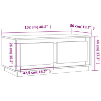 Produktbild för Soffbord vit högglans 102x50x44 cm konstruerat trä