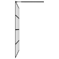 Produktbild för Duschvägg med hylla svart 90x195 cm ESG-glas&aluminium