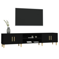 Produktbild för TV-skåp svart 180x31,5x40 cm konstruerat trä
