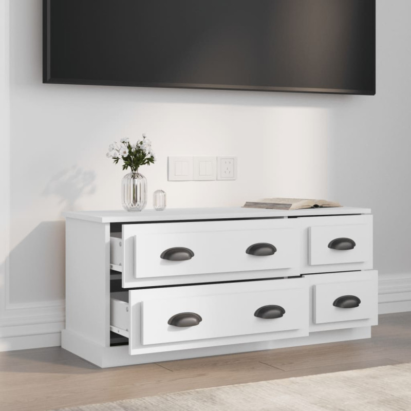 Produktbild för TV-skåp vit 100x35,5x45 cm konstruerat trä