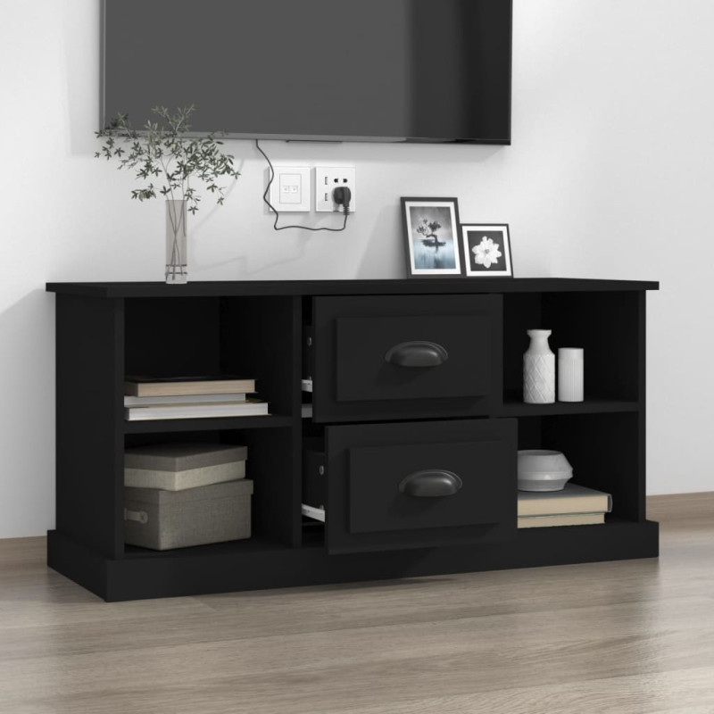 Produktbild för Tv-bänk svart 99,5x35,5x48 cm konstruerat trä