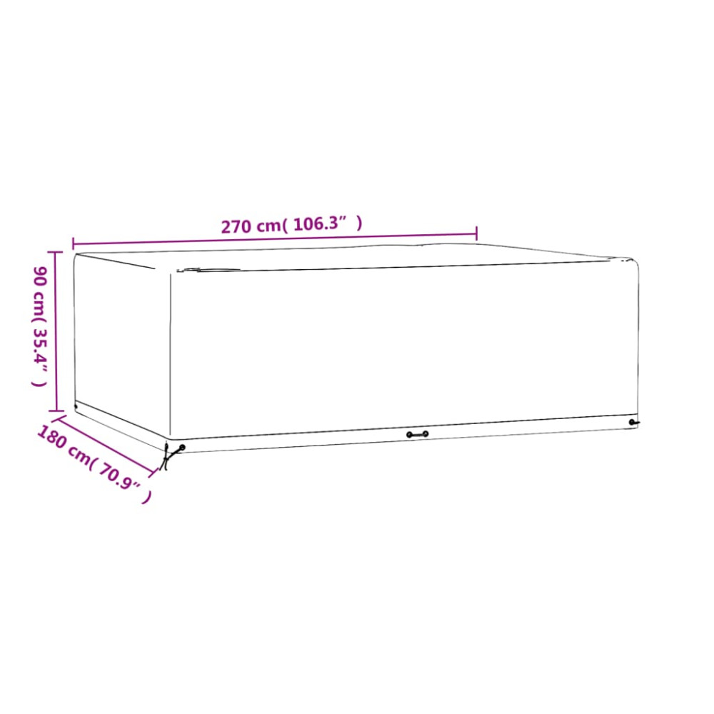 Produktbild för Överdrag för trädgårdsmöbler 12 ölj. 270x180x90 cm rektangulärt