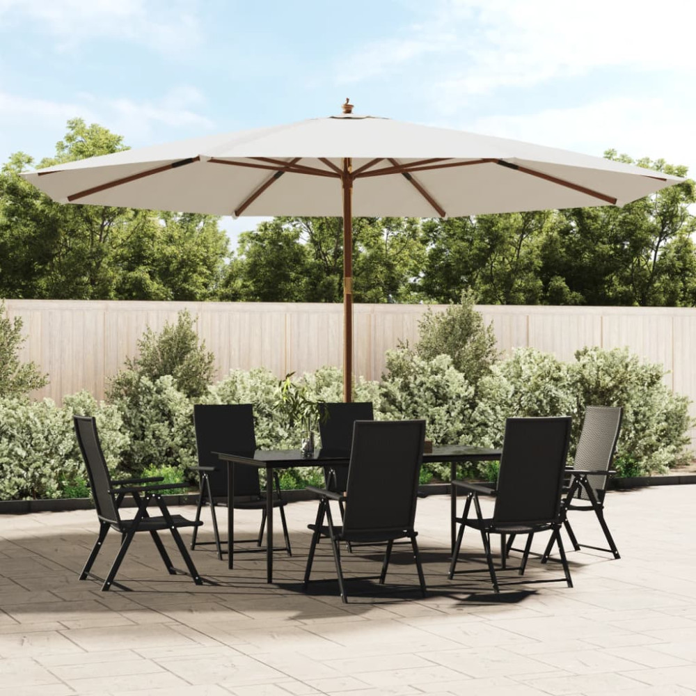 Produktbild för Parasoll med trästång 400x273 cm sandfärgad