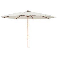 Produktbild för Parasoll med trästång 400x273 cm sandfärgad