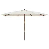 Produktbild för Parasoll med trästång 400x273 cm sandfärgad