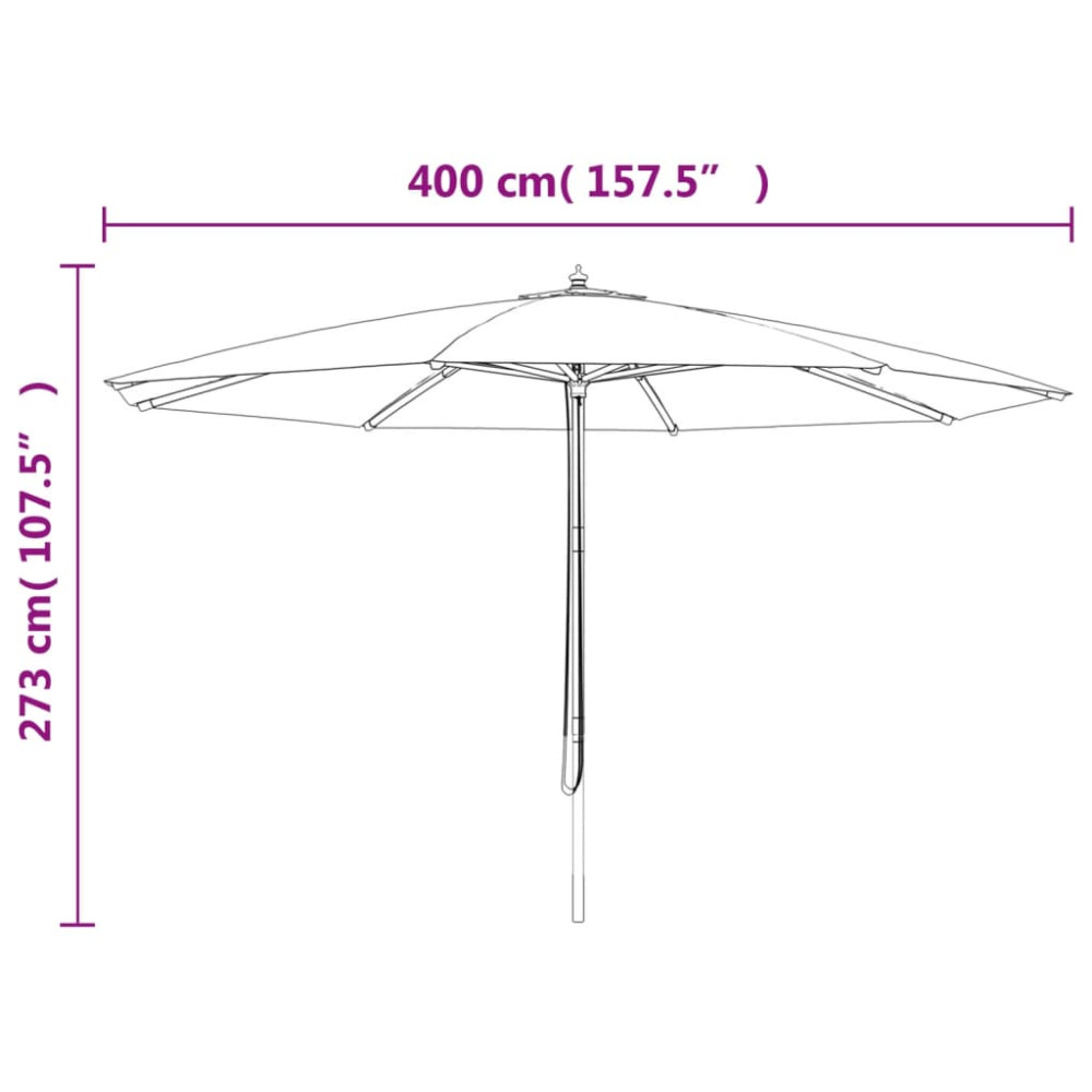 Produktbild för Parasoll med trästång 400x273 cm sandfärgad