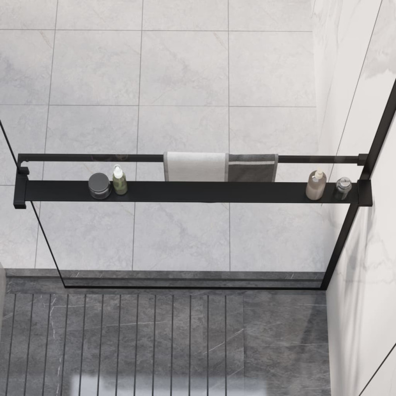 Produktbild för Duschhylla för duschvägg svart 90 cm gjuten aluminium