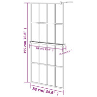 Produktbild för Duschvägg med hylla svart 90x195 cm ESG-glas&aluminium