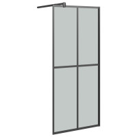 Produktbild för Duschvägg med hylla svart 80x195 cm ESG-glas&aluminium