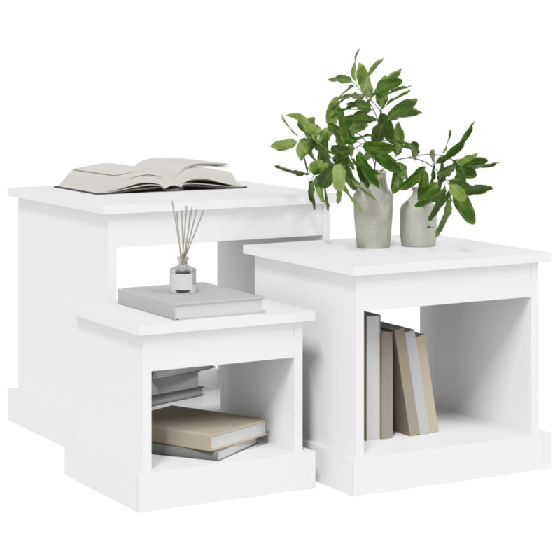 Produktbild för Soffbord 3 delar vit konstruerat trä