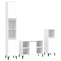 Miniatyr av produktbild för Badrumsmöbler 3 delar set vit konstruerat trä