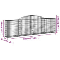 Produktbild för Gabion bågformad 300x30x80/100 cm galvaniserat järn