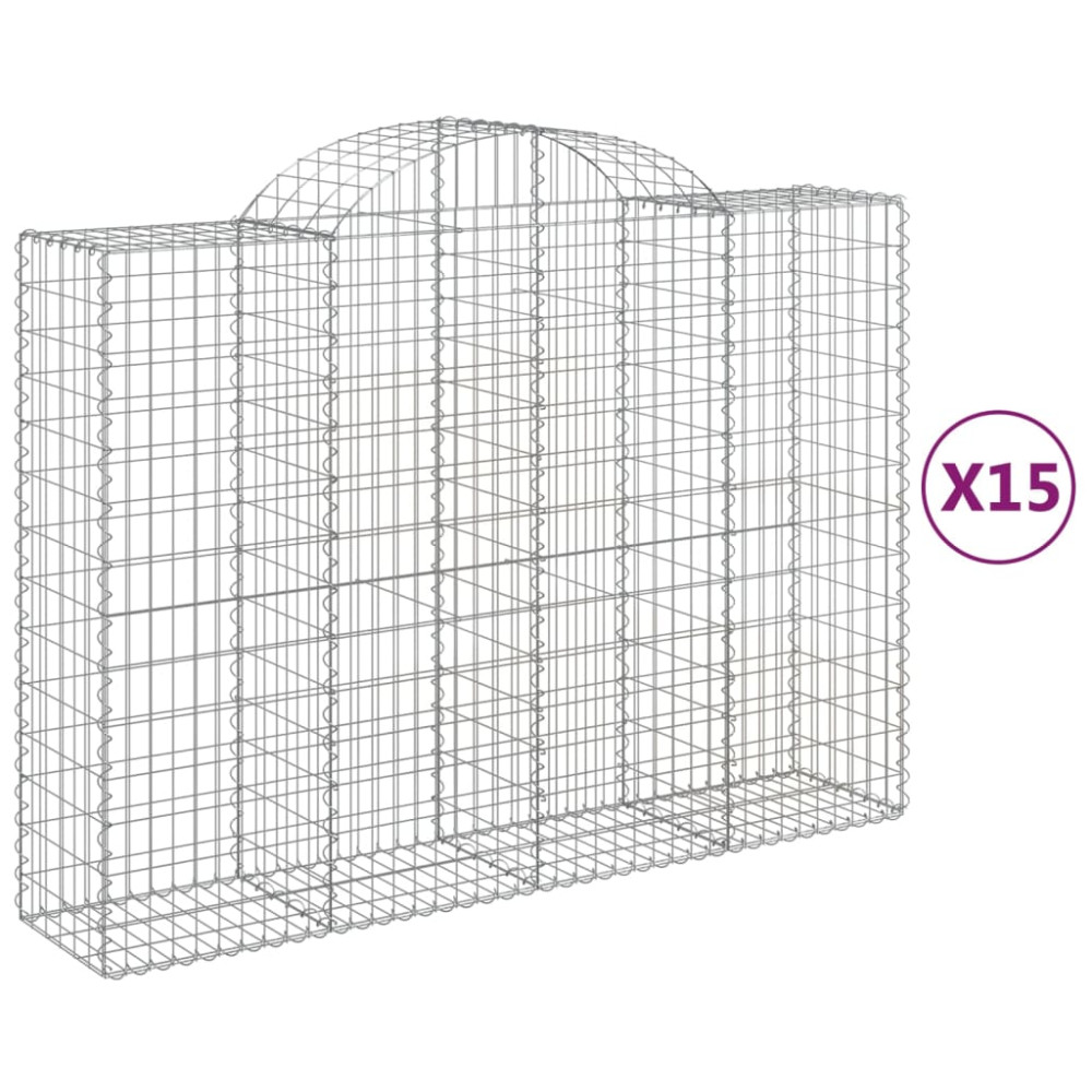 Produktbild för Gabioner bågformade 15 st 200x50x140/160 cm galvaniserat järn