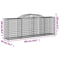 Produktbild för Gabion bågformad 300x50x100/120 cm galvaniserat järn