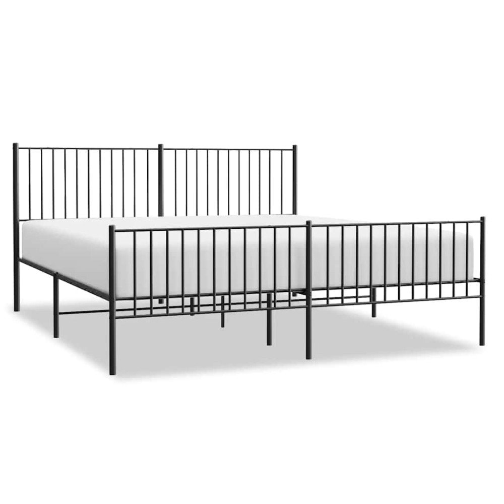 Produktbild för Sängram med huvudgavel och fotgavel svart metall 183x213 cm