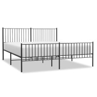 Produktbild för Sängram med huvudgavel och fotgavel svart metall 183x213 cm