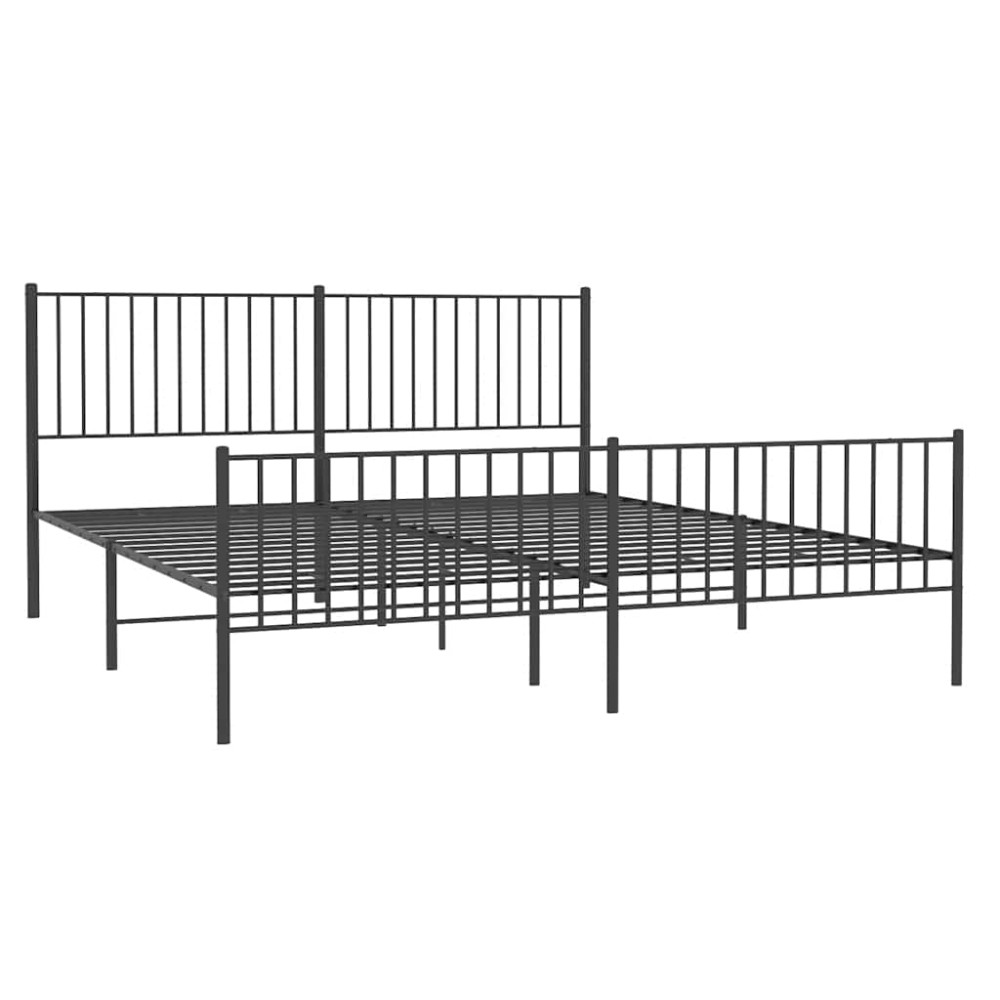Produktbild för Sängram med huvudgavel och fotgavel svart metall 183x213 cm