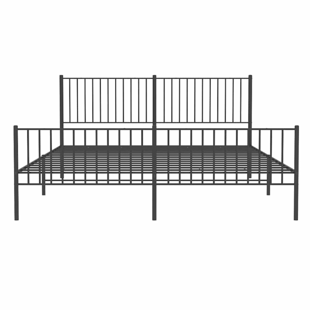 Produktbild för Sängram med huvudgavel och fotgavel svart metall 183x213 cm
