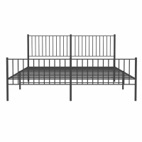 Produktbild för Sängram med huvudgavel och fotgavel svart metall 183x213 cm