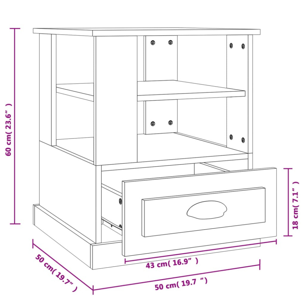 Produktbild för Sidobord sonoma-ek 50x50x60 cm konstruerat trä