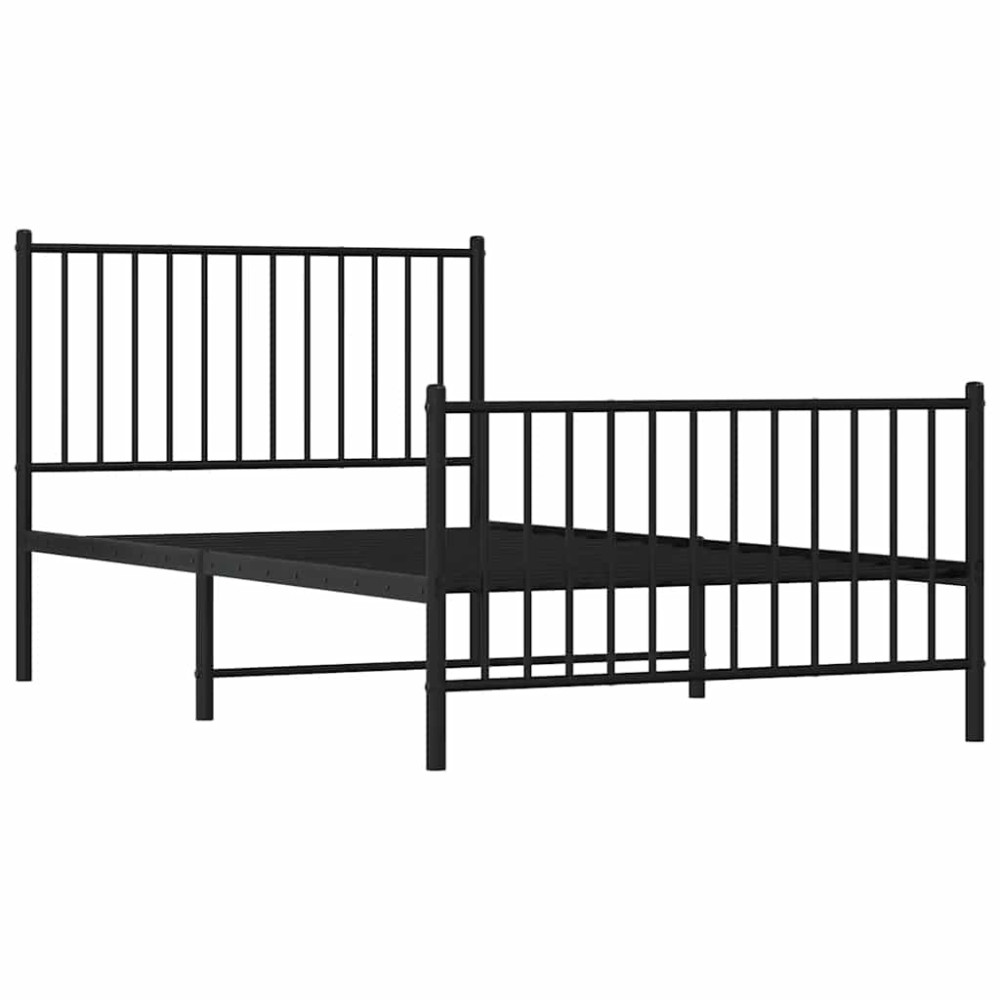 Produktbild för Sängram med huvudgavel och fotgavel svart metall 100x190 cm