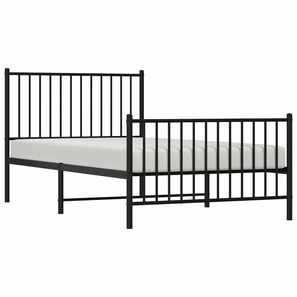 Produktbild för Sängram med huvudgavel och fotgavel svart metall 100x190 cm