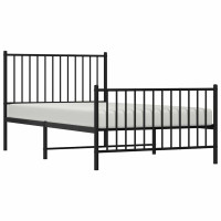 Produktbild för Sängram med huvudgavel och fotgavel svart metall 100x190 cm