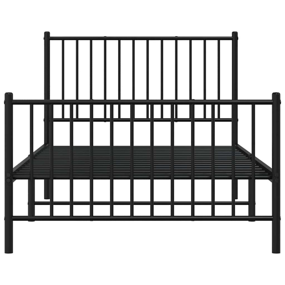 Produktbild för Sängram med huvudgavel och fotgavel svart metall 100x190 cm
