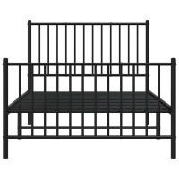 Produktbild för Sängram med huvudgavel och fotgavel svart metall 100x190 cm