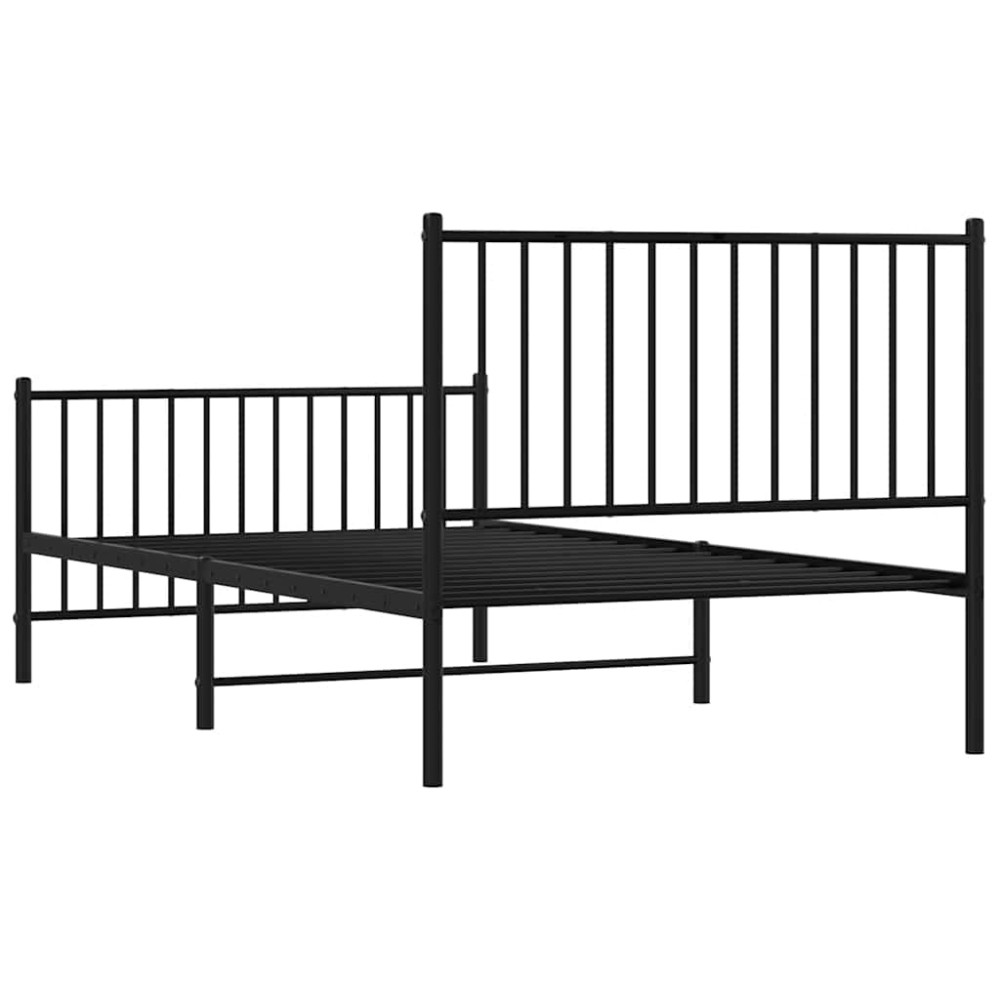 Produktbild för Sängram med huvudgavel och fotgavel svart metall 100x190 cm