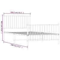 Produktbild för Sängram med huvudgavel och fotgavel svart metall 100x190 cm