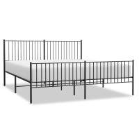 Produktbild för Sängram med huvudgavel och fotgavel svart metall 193x203 cm