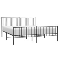 Produktbild för Sängram med huvudgavel och fotgavel svart metall 193x203 cm