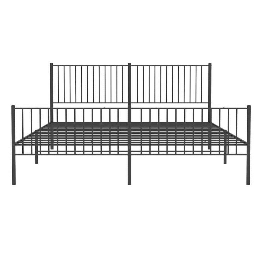 Produktbild för Sängram med huvudgavel och fotgavel svart metall 193x203 cm