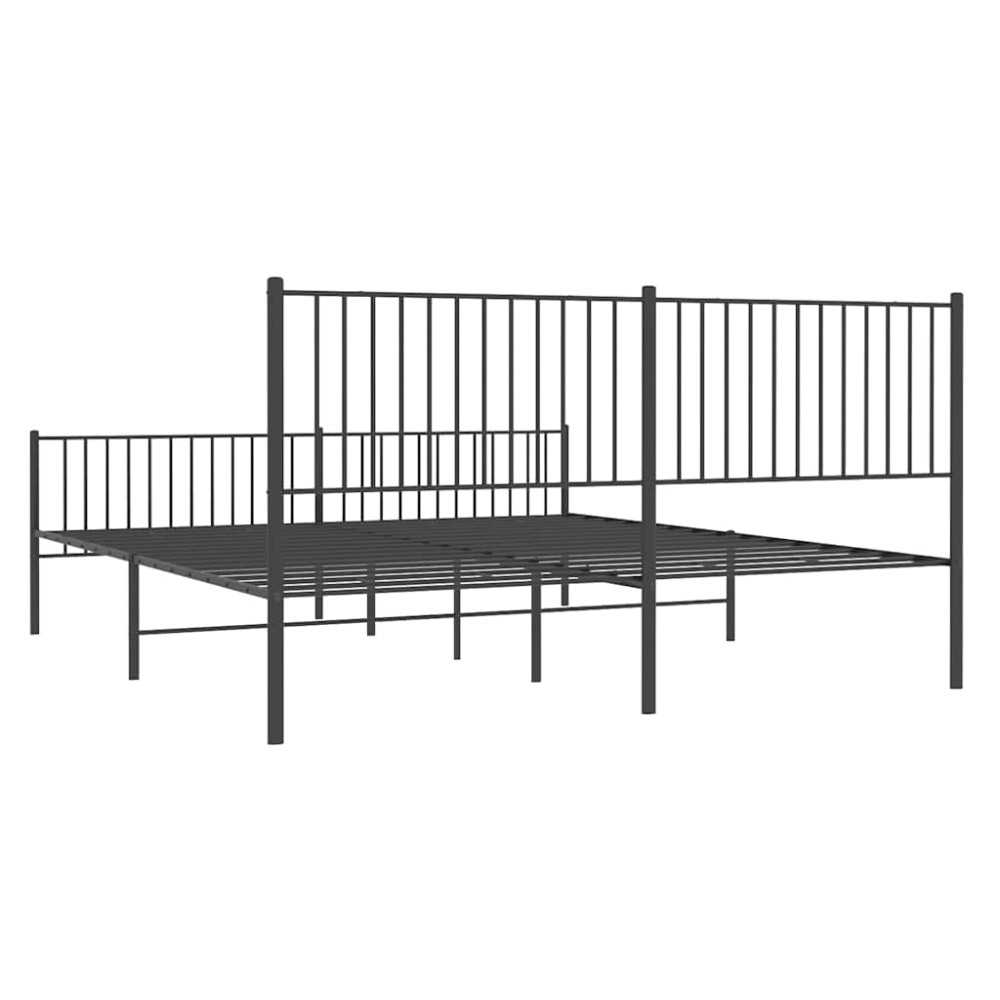 Produktbild för Sängram med huvudgavel och fotgavel svart metall 193x203 cm
