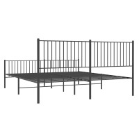 Produktbild för Sängram med huvudgavel och fotgavel svart metall 193x203 cm