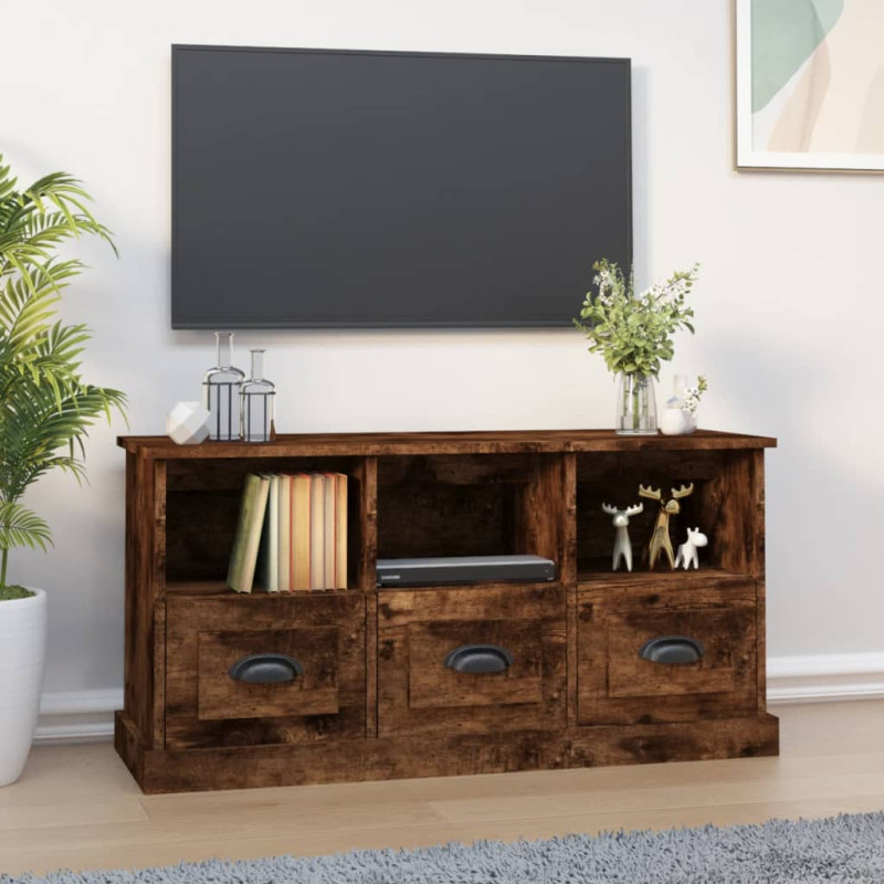 Produktbild för Tv-bänk rökfärgad ek 100x55x40 cm konstruerat trä