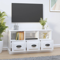 Miniatyr av produktbild för Tv-bänk vit högglans 100x35x50 cm konstruerat trä