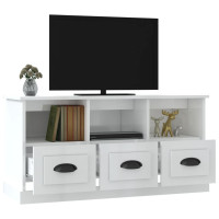 Miniatyr av produktbild för Tv-bänk vit högglans 100x35x50 cm konstruerat trä