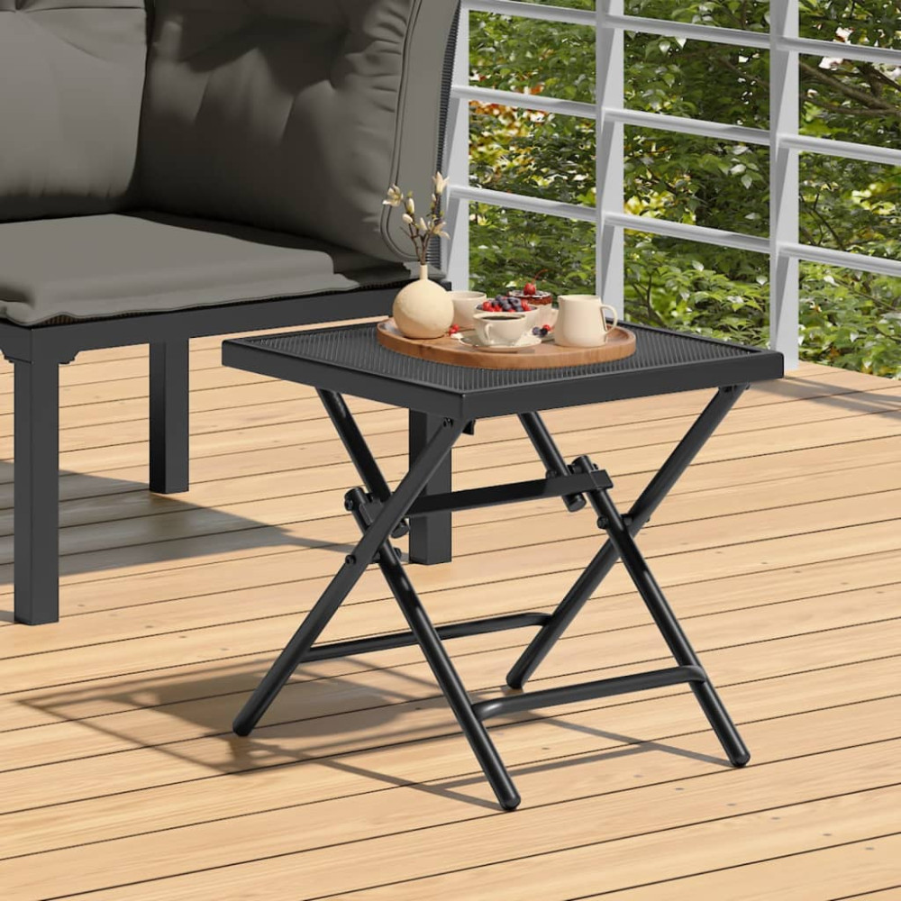 Produktbild för Trädgårdsbord hopfällbart antracit 38x38x38 cm stålnät